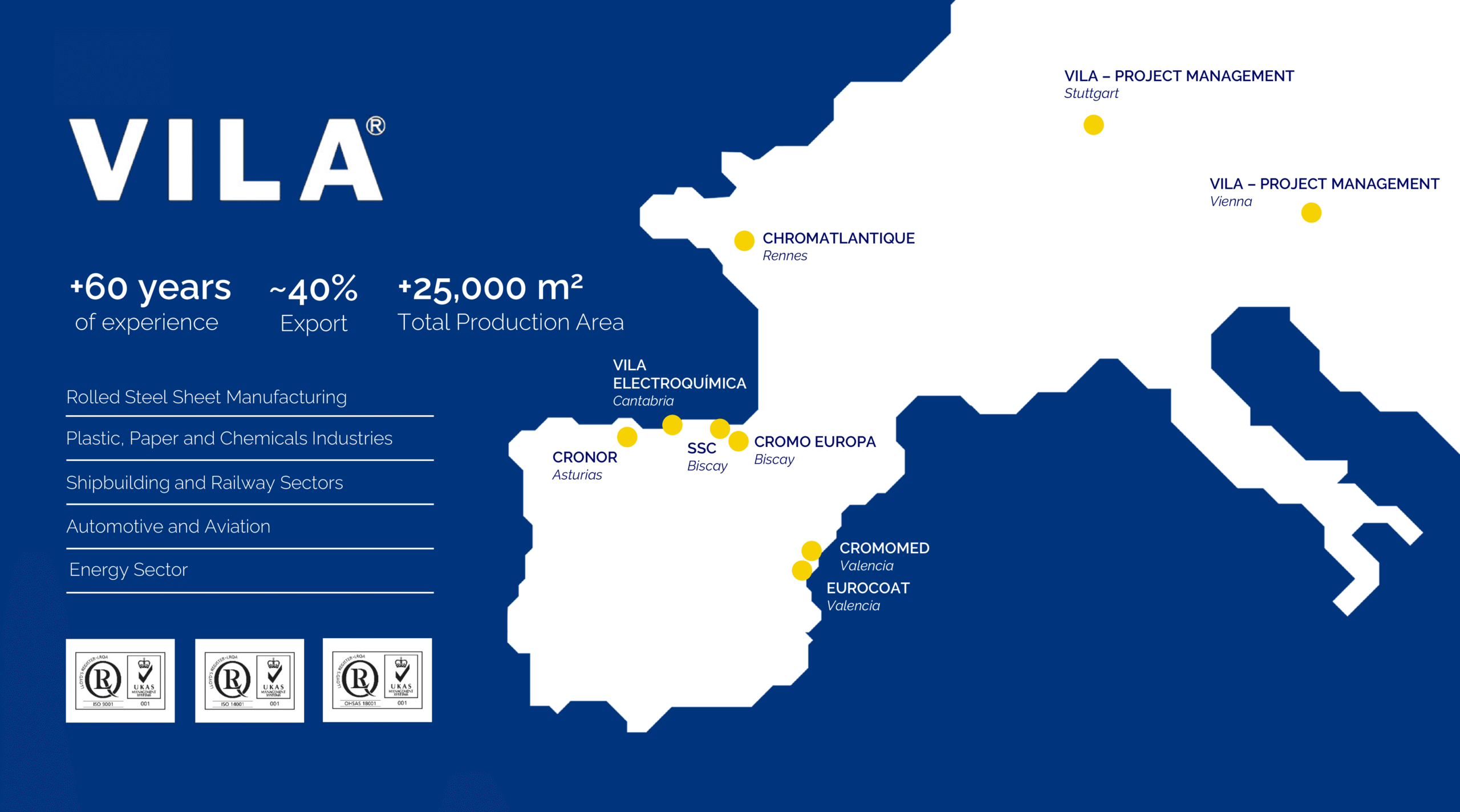 VILA Coatings & Surface Finishings - Locations Map